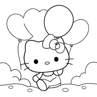 Pagina Para Colorear De Hello Kitty Con Globos 2921-1414