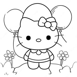 Pagina Para Colorear De Hello Kitty Con Globos 2921-1416