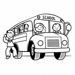 Pagina Para Colorear De Un Autobus Escolar Feliz Con Ninos 29855-6500