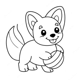 Lindo Cachorro Corgi Jugando Con Una Pelota Para Colorear 30124-6554