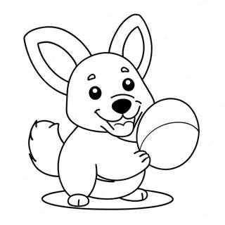 Lindo Cachorro Corgi Jugando Con Una Pelota Para Colorear 30124-6555