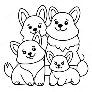Adorable Familia De Corgis Para Colorear 30127-6566