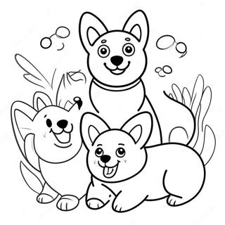 Adorable Familia De Corgis Para Colorear 30127-6568