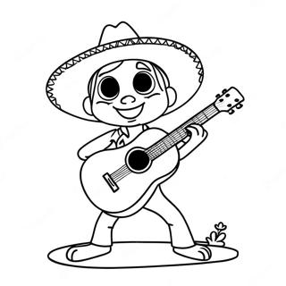 Pagina Para Colorear Del Personaje De Coco Tocando La Guitarra 30464-6635