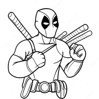 Pagina Para Colorear De Deadpool Divertido Con Espadas 30557-6658