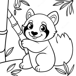 Pagina Para Colorear De Un Panda Rojo Lindo Comiendo Bambu 30725-6696