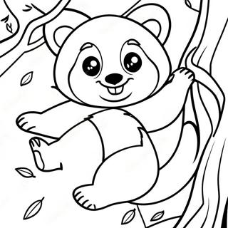 Pagina Para Colorear De Un Panda Rojo Jugueton Trepando Un Arbol 30726-6697