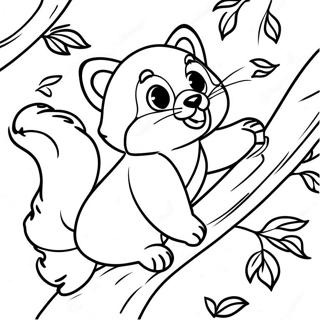 Pagina Para Colorear De Un Panda Rojo Jugueton Trepando Un Arbol 30726-6698