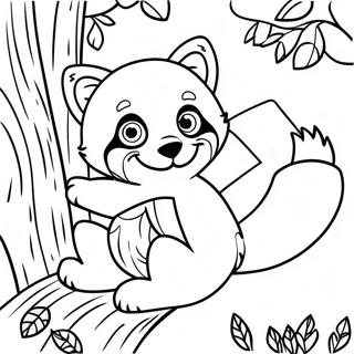 Pagina Para Colorear De Un Panda Rojo Jugueton Trepando Un Arbol 30726-6699