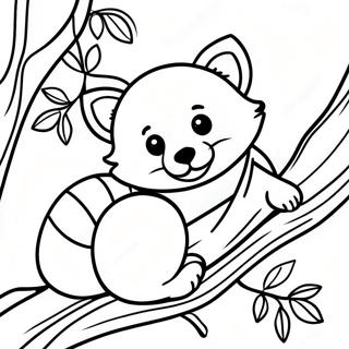 Pagina Para Colorear De Un Panda Rojo Dormilon Durmiendo En Una Rama 30728 6705