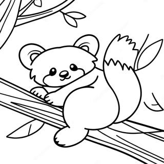 Pagina Para Colorear De Un Panda Rojo Dormilon Durmiendo En Una Rama 30728 6706