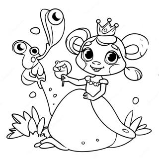 Pagina Para Colorear De Una Princesa Juguetona Y Amigos Ranas 31470-6857