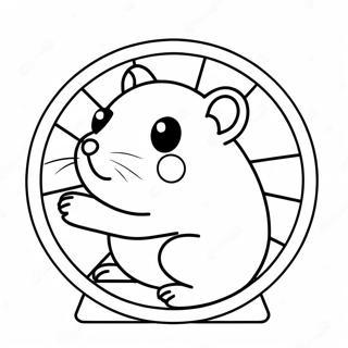 Pagina Para Colorear De Un Lindo Hamster En Una Rueda 31645-6894