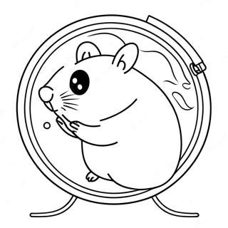 Pagina Para Colorear De Un Lindo Hamster En Una Rueda 31645-6895