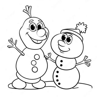 Pagina Para Colorear Olaf Bonito Con Un Muneco De Nieve 31921-6957