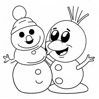 Pagina Para Colorear Olaf Bonito Con Un Muneco De Nieve 31921-6959