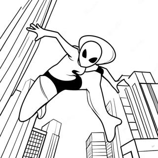 Spider Gwen Balanceandose Por La Ciudad Pagina Para Colorear 32108-6994