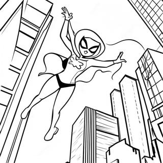 Spider Gwen Balanceandose Por La Ciudad Pagina Para Colorear 32108-6995