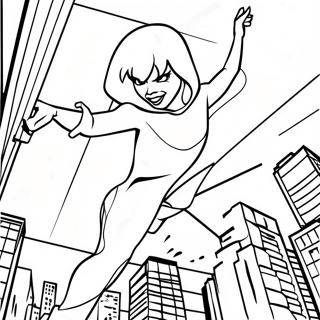 Spider Gwen Balanceandose Por La Ciudad Pagina Para Colorear 32108-6996