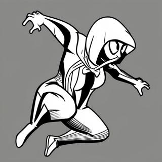 Spider Gwen En Pose De Accion Pagina Para Colorear 32109-6998