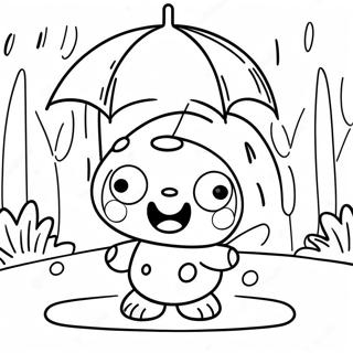 Keroppi Jugando En La Lluvia Pagina Para Colorear 32199-7014