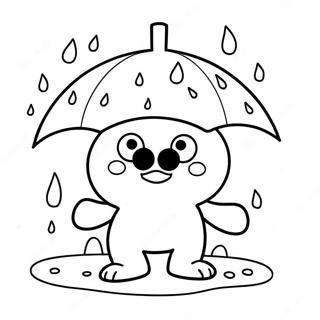 Keroppi Jugando En La Lluvia Pagina Para Colorear 32199-7016