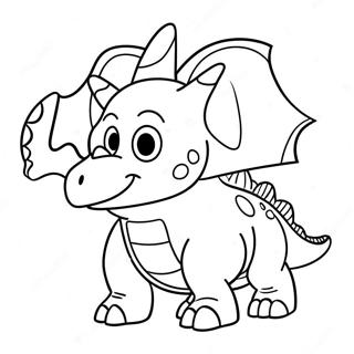 Triceratops De Dibujos Animados Jugando Pagina Para Colorear 32285-7037