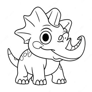 Triceratops De Dibujos Animados Jugando Pagina Para Colorear 32285-7038