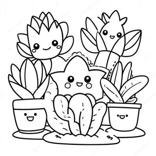 Lindas Plantas Suculentas De Dibujos Animados Pagina Para Colorear 32374-7058