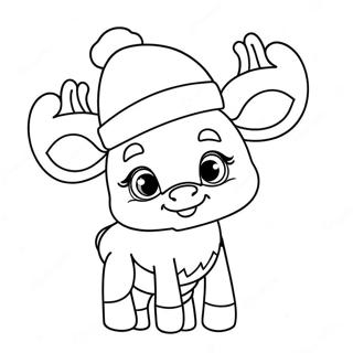 Pagina Para Colorear De Rudolph Lindo Con Un Gorro De Santa 32898-7177