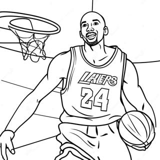 Kobe Bryant Lanzando A Canasta Para Colorear 33440-7298