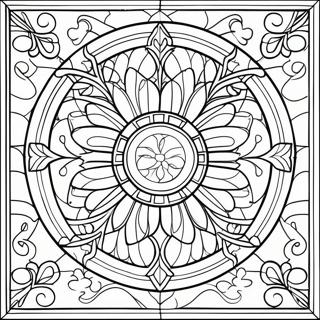 Pagina Para Colorear De Ventana De Vidrio De Colores Detallada 33718-7370