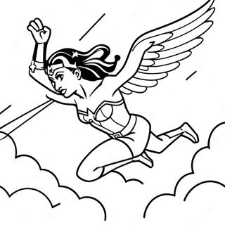 Pagina Para Colorear De Wonder Woman Volando Por El Cielo 33796-7374