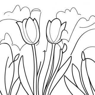 Pagina Para Colorear Jardin De Tulipanes Coloridos 33886-7393