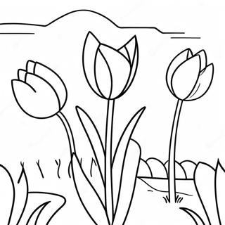 Pagina Para Colorear Jardin De Tulipanes Coloridos 33886-7394