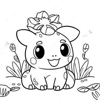 Lindo Bulbasaur En Un Jardin De Flores Para Colorear 34159-7454