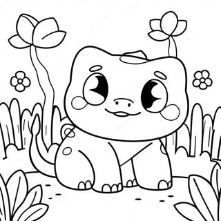 Lindo Bulbasaur En Un Jardin De Flores Para Colorear 34159-7456