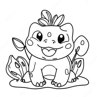 Bulbasaur Feliz Con Una Gran Sonrisa Para Colorear 34160-7457