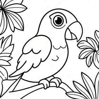 Pagina Para Colorear De Un Loro Colorido En La Jungla Tropical 34526-7534