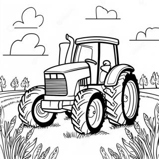 Pagina Para Colorear Del Tractor John Deere En Un Campo Soleado 34713-7575