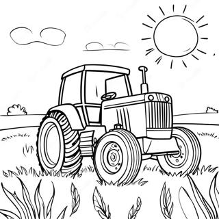 Pagina Para Colorear Del Tractor John Deere En Un Campo Soleado 34713-7576