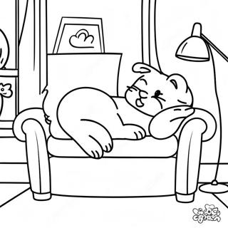 Página Para Colorear De Garfield Durmiendo En Un Sofá Páginas Para Colorear