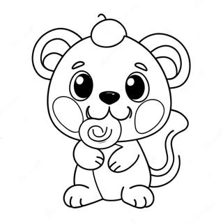 Pagina Para Colorear De Animal Bonito Sosteniendo Un Lollipop 36326-7942