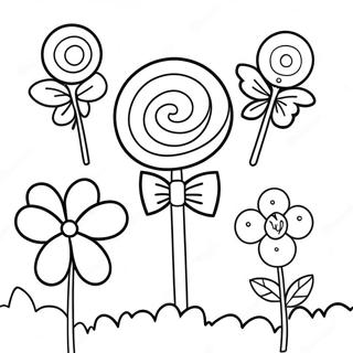 Pagina Para Colorear De Jardin De Lollipops Con Flores 36328-7949