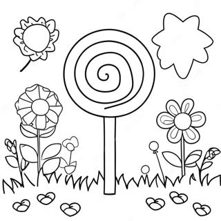 Pagina Para Colorear De Jardin De Lollipops Con Flores 36328-7950