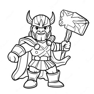 Pagina Para Colorear De Thor Con Martillo De Rayos 36883-8054