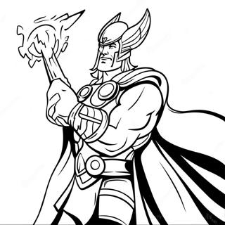 Pagina Para Colorear De Thor Con Martillo De Rayos 36883-8056