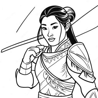 Mulan En Armadura De Guerrero Pagina Para Colorear 37261-8135