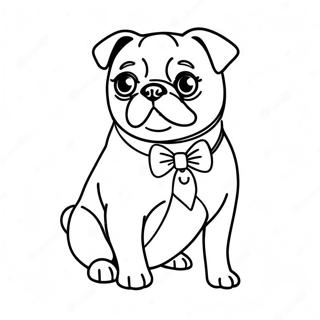 Lindo Pug Con Pajarita Pagina Para Colorear 37360-8157