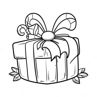 Dibujo Para Colorear De Un Regalo Navideno Festivo Con Bastones De Caramelo 39019 8530